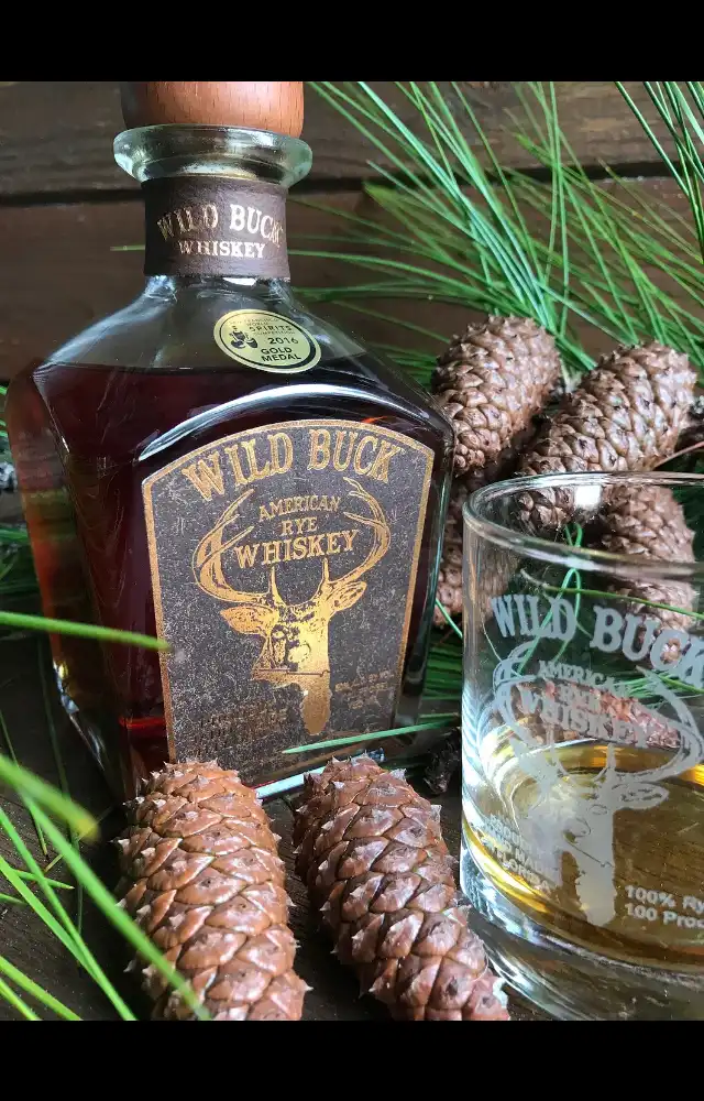 Wild Buck Whiskey Bottle - Glass - Pine Cones