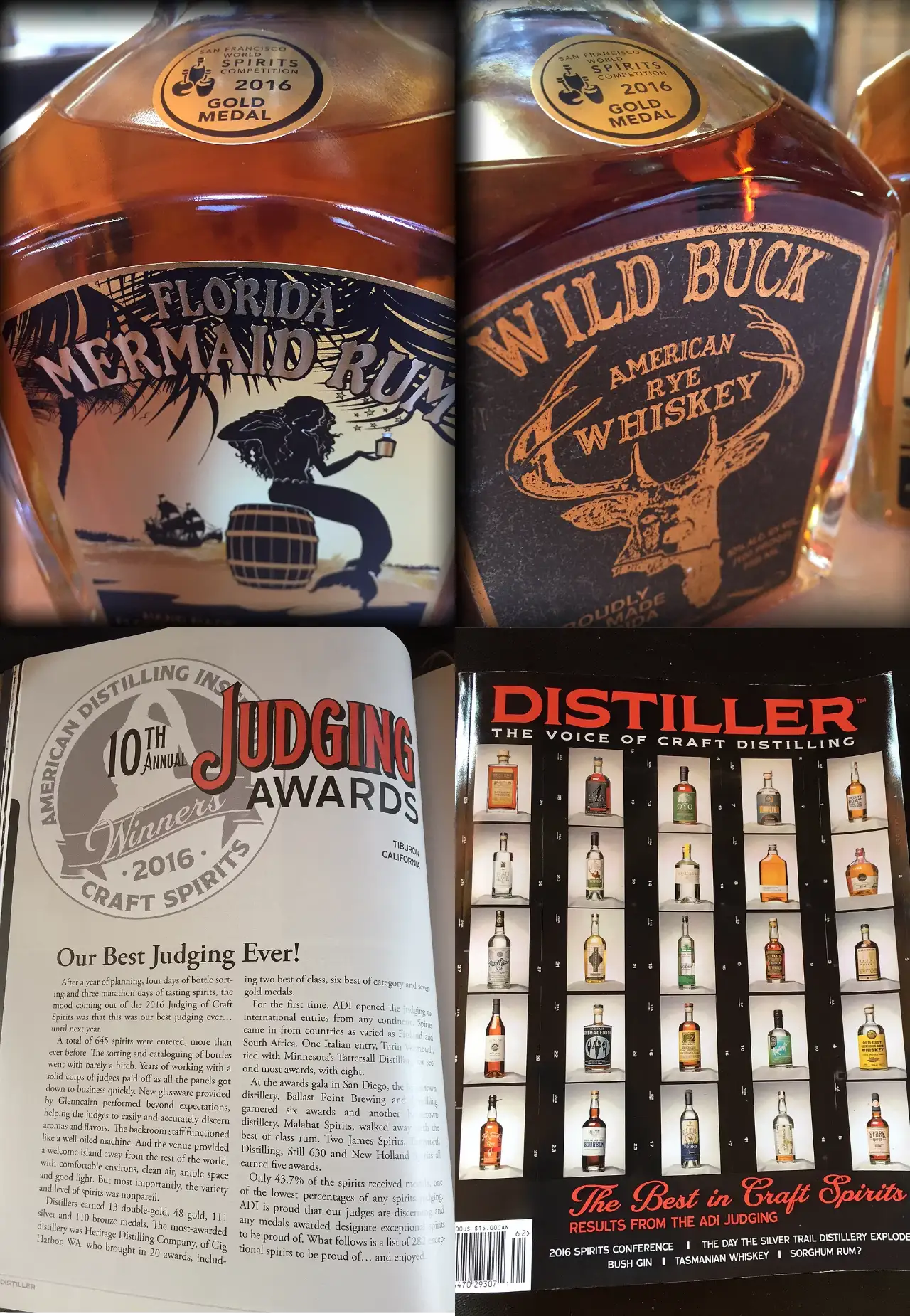 Two gold awards from the American Distilling Institutes Spirits Competition in San Diego - Mermaid Rum